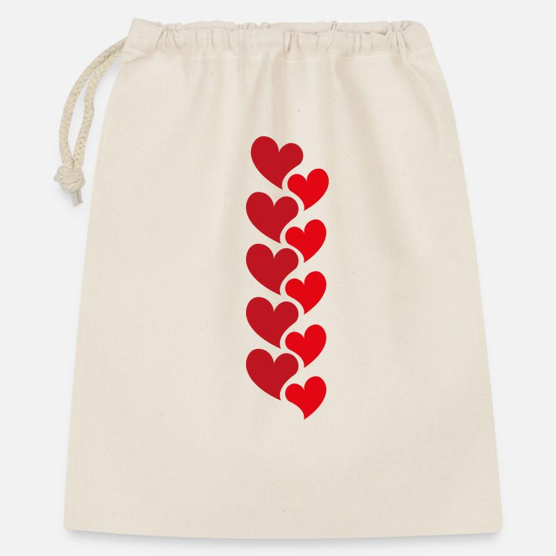 Rote Herzgirlande - Love Design - Geschenkbeutel aus Baumwolle (40 x 50 cm) - Natur