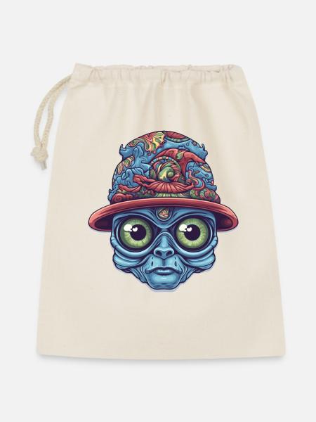 Psychedelischer Alien - Geschenkbeutel aus Baumwolle (40 x 50 cm) - Natur