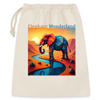 Geometrisches Elefanten-Wunderland - Geschenkbeutel aus Baumwolle (40 x 50 cm) - Natur - Vorne