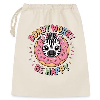 Zebra Donut Süßigkeit Nachtisch Bäckerei Spaß - Geschenkbeutel aus Baumwolle (40 x 50 cm) - Natur - Vorne