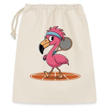 Joueur de tennis flamant rose avec raquette sur le court - Sac cadeau 40 x 50 cm - nature - Devant