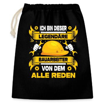 Bauleiter Geschenke Bauarbeiter Strassenbau - Geschenkbeutel aus Baumwolle (40 x 50 cm) - Schwarz - Vorne