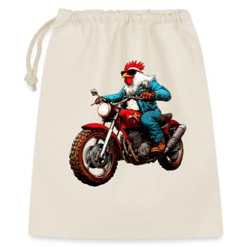 Huhn Motorrad - Geschenkbeutel aus Baumwolle (40 x 50 cm) - Natur - Vorne
