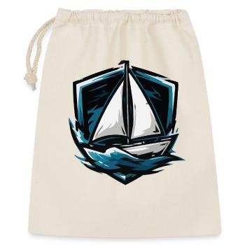 Segelboot Sturm Grafik - Geschenkbeutel aus Baumwolle (40 x 50 cm) - Natur - Vorne