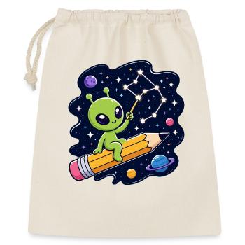 Extraterrestre dans l’espace au crayon - Sac cadeau 40 x 50 cm - nature - Devant