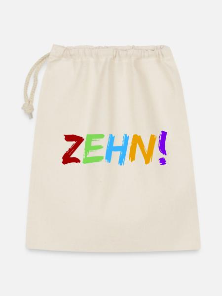 Zehn!  - Geschenkbeutel aus Baumwolle (40 x 50 cm) - Natur