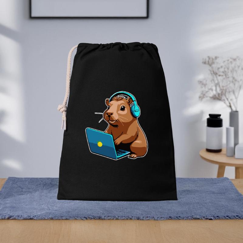 Capybara Programmeur Codeur Ordinateur Sac cadeau 30 x 45 cm