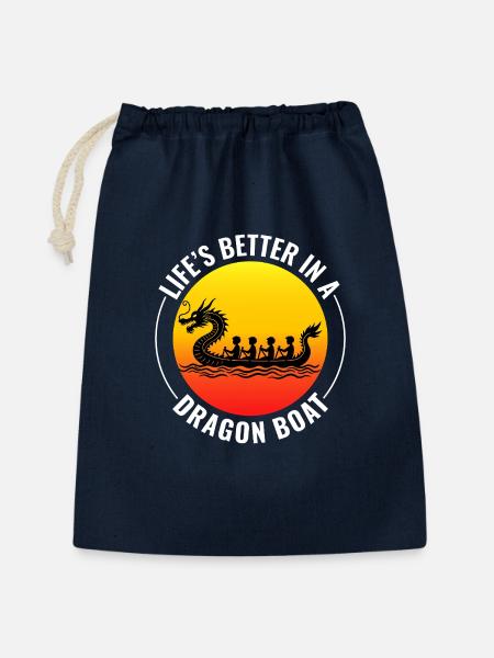 Drachenboot-Rennmannschaft - Geschenkbeutel aus Baumwolle (30 x 45 cm) - Navy