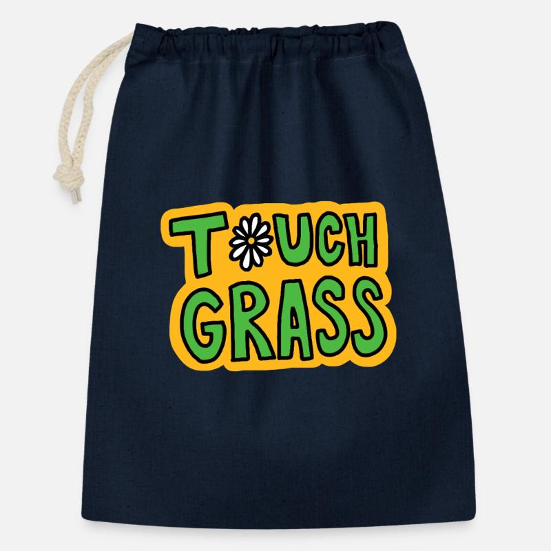Retro "Touch Grass" Gänseblümchen - Geschenkbeutel aus Baumwolle (30 x 45 cm) - Navy