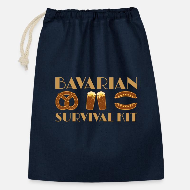 Bayerischer Bier- und Wurst-Wander-Design - Geschenkbeutel aus Baumwolle (30 x 45 cm) - Navy