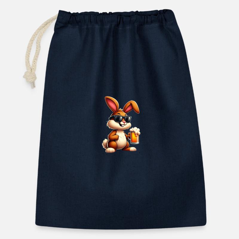 Easter bunny with a beer - Gift Bag 30 x 45 cm - navy