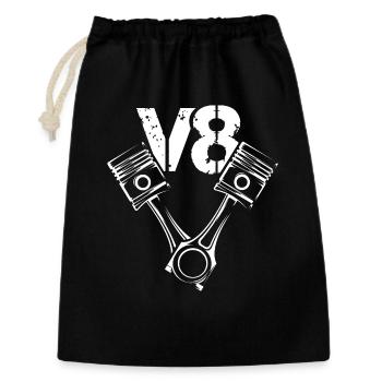 V8 Symbole Moteur Piston Illustration Voitures Graphique - Sac cadeau 30 x 45 cm - noir - Devant