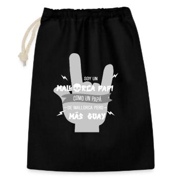 Humorvolles Mallorca Papa Papi Motiv - Geschenkbeutel aus Baumwolle (30 x 45 cm) - Schwarz - Vorne