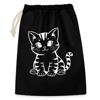 Chat mignon t-shirt chat chemise cadeau - Sac cadeau 30 x 45 cm - noir - Devant