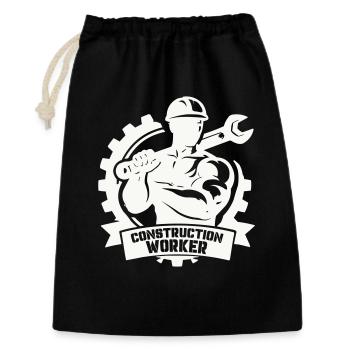 Ouvrier du bâtiment robuste avec engrenages - Sac cadeau 30 x 45 cm - noir - Devant