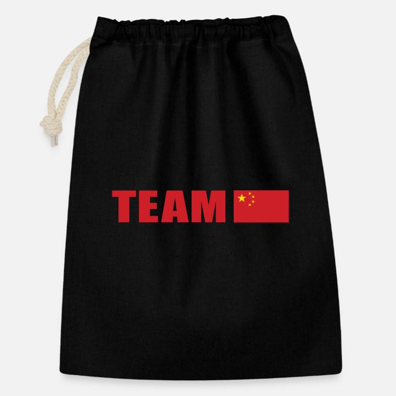 Support-Team China - Geschenkbeutel aus Baumwolle (30 x 45 cm) - Schwarz