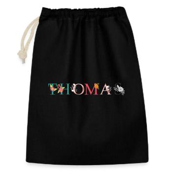 THOMAS ART DU NOM AVEC FLEURS BRODÉES - Sac cadeau 30 x 45 cm - noir - Devant