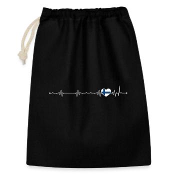 Finnische Heartbeat Nordic Line - Geschenkbeutel aus Baumwolle (30 x 45 cm) - Schwarz - Vorne