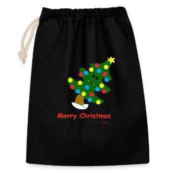 Weihnachtsbaum / Christmas Tree - Geschenkbeutel aus Baumwolle (30 x 45 cm) - Schwarz - Vorne