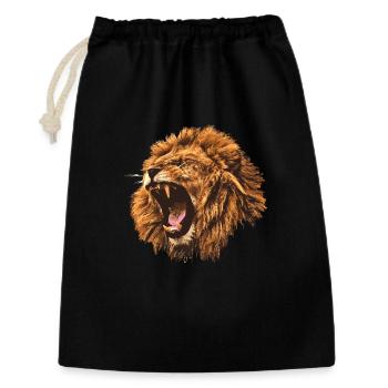 Lion rugissant cadeau - Sac cadeau 30 x 45 cm - noir - Devant