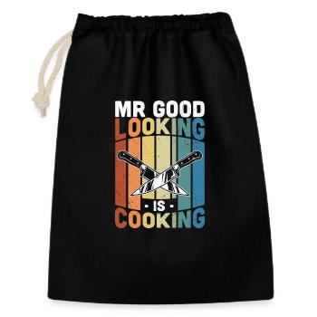 Cooking Quote Mr Good Looking Is Cooking - Gift Bag 30 x 45 cm - black - Front