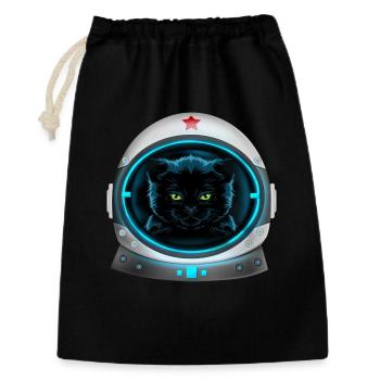 astronaute chat de l’espace en colère - Sac cadeau 30 x 45 cm - noir - Devant