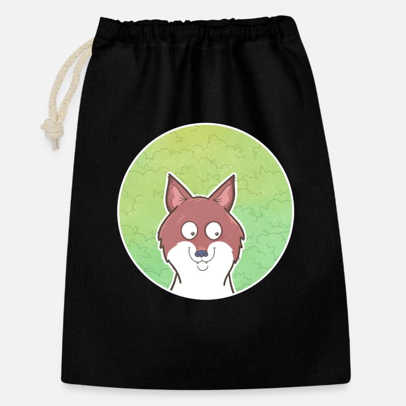 Fuchs - Geschenkbeutel aus Baumwolle (30 x 45 cm) - Schwarz