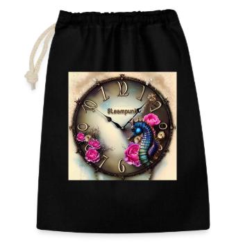 Steampunk watch with flowers and seahorse - Gift Bag 30 x 45 cm - black - Front