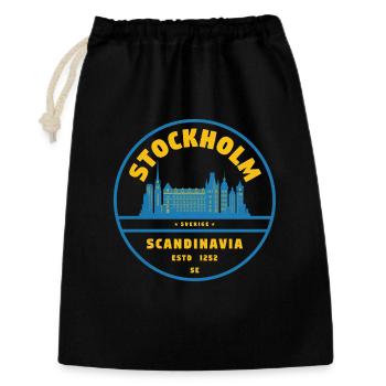 Stockholm Skyline Abzeichen Blau Gelb - Geschenkbeutel aus Baumwolle (30 x 45 cm) - Schwarz - Vorne