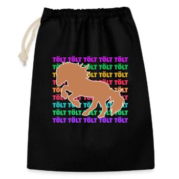 Islandpferde Tölt Spruch Pferde Pferdeliebe - Geschenkbeutel aus Baumwolle (30 x 45 cm) - Schwarz - Vorne