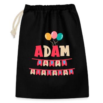 Adam T-Shirt Happy Birthday T-Shirt Geschenkidee - Geschenkbeutel aus Baumwolle (30 x 45 cm) - Schwarz - Vorne