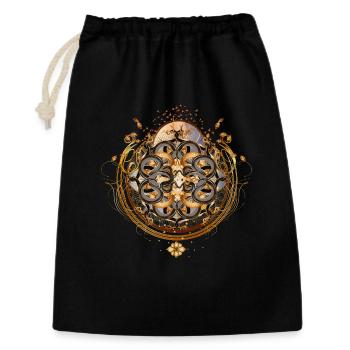 magisches Amulett mit goldenen Schlangen Symbol - Geschenkbeutel aus Baumwolle (30 x 45 cm) - Schwarz - Vorne