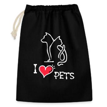 Chat J’aime les animaux de compagnie Chien Déclaration Animaux - Sac cadeau 30 x 45 cm - noir - Devant