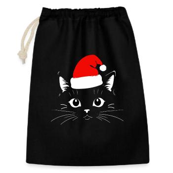 Chat Noël - Sac cadeau 30 x 45 cm - noir - Devant