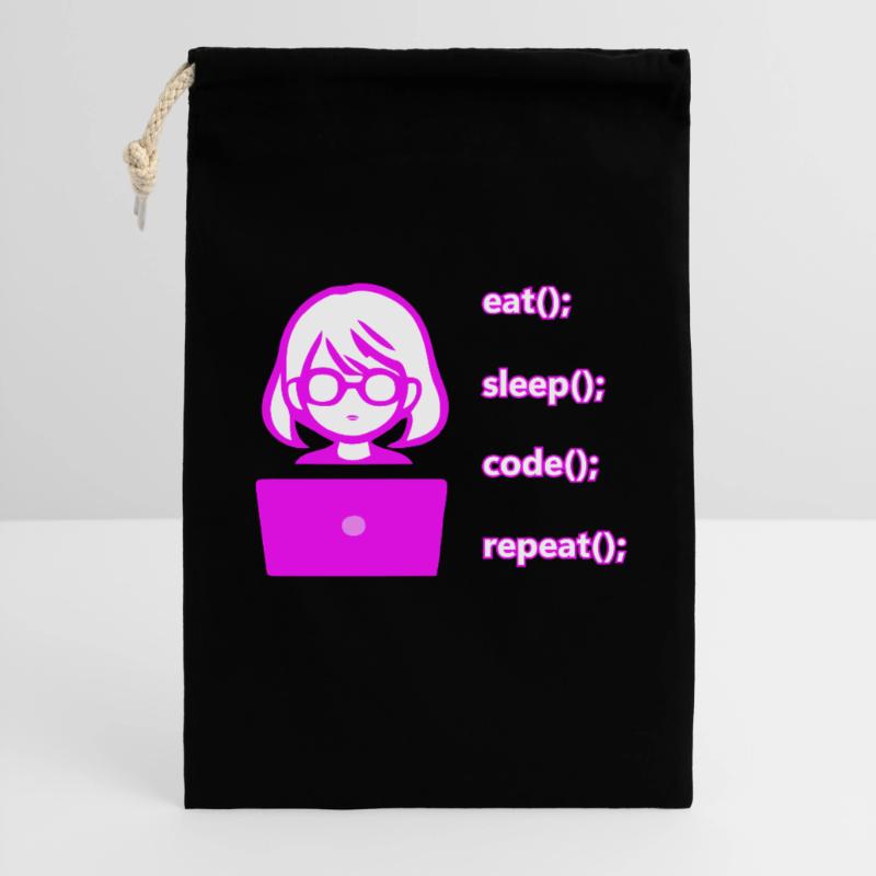 eat sleep code repeat Frau Computer Geschenkbeutel aus Baumwolle (30 x 45 cm)