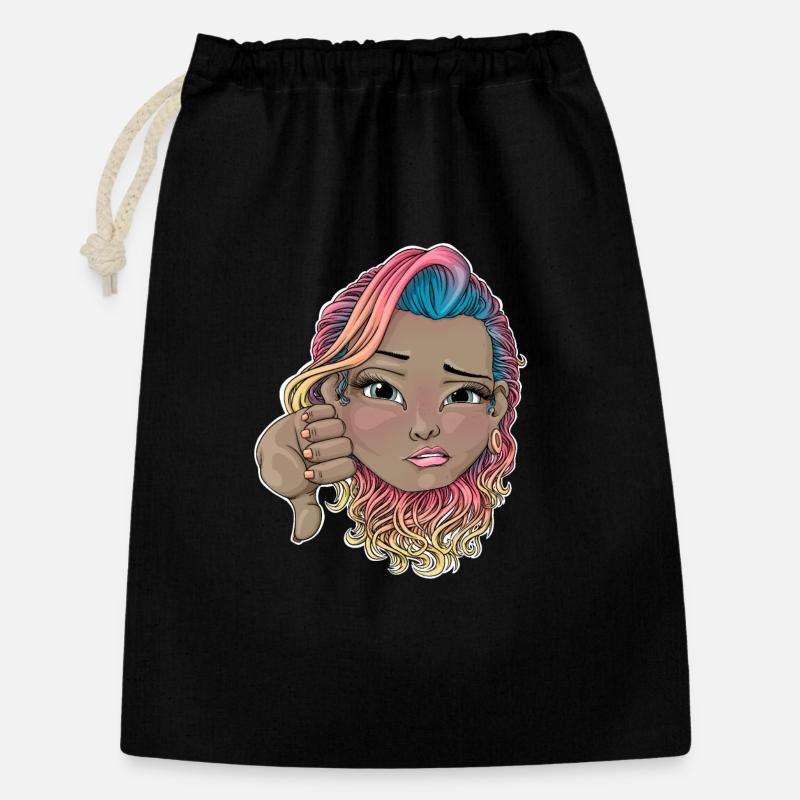 Multicoloured Hair with Disapproval Gesture - Gift Bag 30 x 45 cm - black