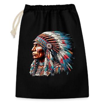 Amérindien Peau rouge d’Amérique - Sac cadeau 30 x 45 cm - noir - Devant