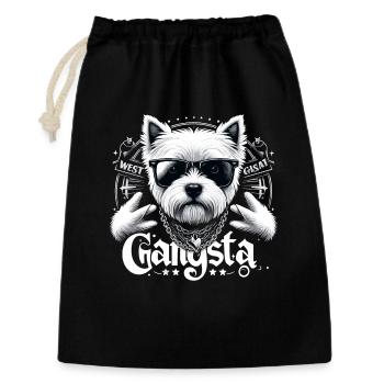 West Highland White Terrier Gangsta Hund Geschenk - Geschenkbeutel aus Baumwolle (30 x 45 cm) - Schwarz - Vorne