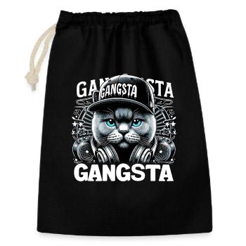 BKH Britisch Kurzhaar Blue Katze Gangsta Gangster - Geschenkbeutel aus Baumwolle (30 x 45 cm) - Schwarz - Vorne