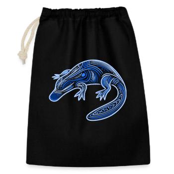 platypus, aboriginal motifs, tribal blue, - Gift Bag 30 x 45 cm - black - Front