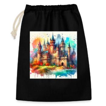 Château médiéval - Sac cadeau 30 x 45 cm - noir - Devant