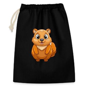 Murmeltier Niedliche Maskottchen Zeichentrickfigur Kawaii - Geschenkbeutel aus Baumwolle (30 x 45 cm) - Schwarz - Vorne