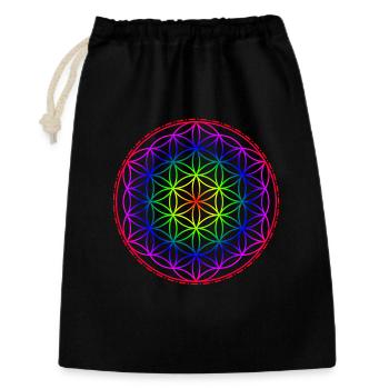Flower of Life Regenbogen - Geschenkbeutel aus Baumwolle (30 x 45 cm) - Schwarz - Vorne