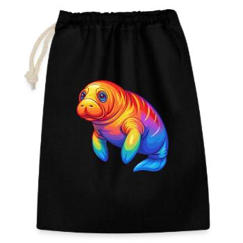 Manatee Colorful Kawaii Cartoon Sea Animal - Gift Bag 30 x 45 cm - black - Front