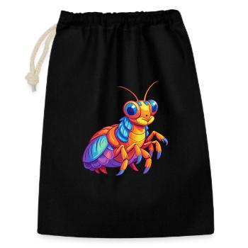 Pfau Mantis Garnelen Bunte Kawaii Karikatur - Geschenkbeutel aus Baumwolle (30 x 45 cm) - Schwarz - Vorne