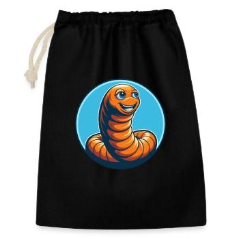 Earthworm Cute Kawaii Cartoon Animal Pet Logo - Gift Bag 30 x 45 cm - black - Front