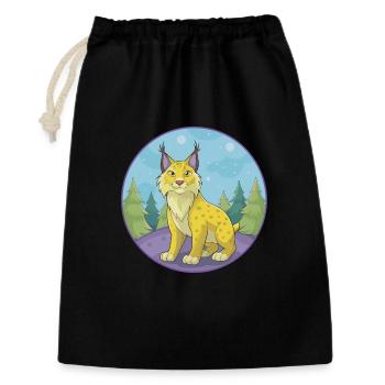 Luchs Niedliche Kawaii Cartoon Clipart Tier Haustier - Geschenkbeutel aus Baumwolle (30 x 45 cm) - Schwarz - Vorne