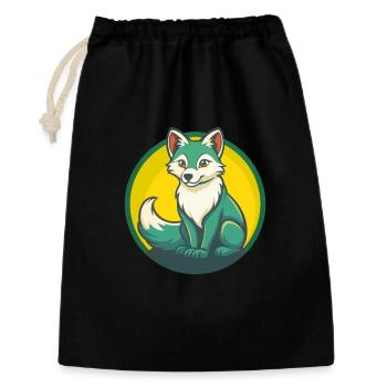 Polarfuchs Niedliche Kawaii Cartoon Clipart Haustier Tier - Geschenkbeutel aus Baumwolle (30 x 45 cm) - Schwarz - Vorne