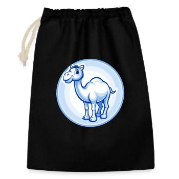 Chameau bleu kawaii dessin animé personnage clipart animal de compagnie - Sac cadeau 30 x 45 cm - noir - Devant