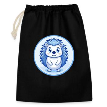 Igel Blau Kawaii Cartoon Figur Clipart Haustier - Geschenkbeutel aus Baumwolle (30 x 45 cm) - Schwarz - Vorne